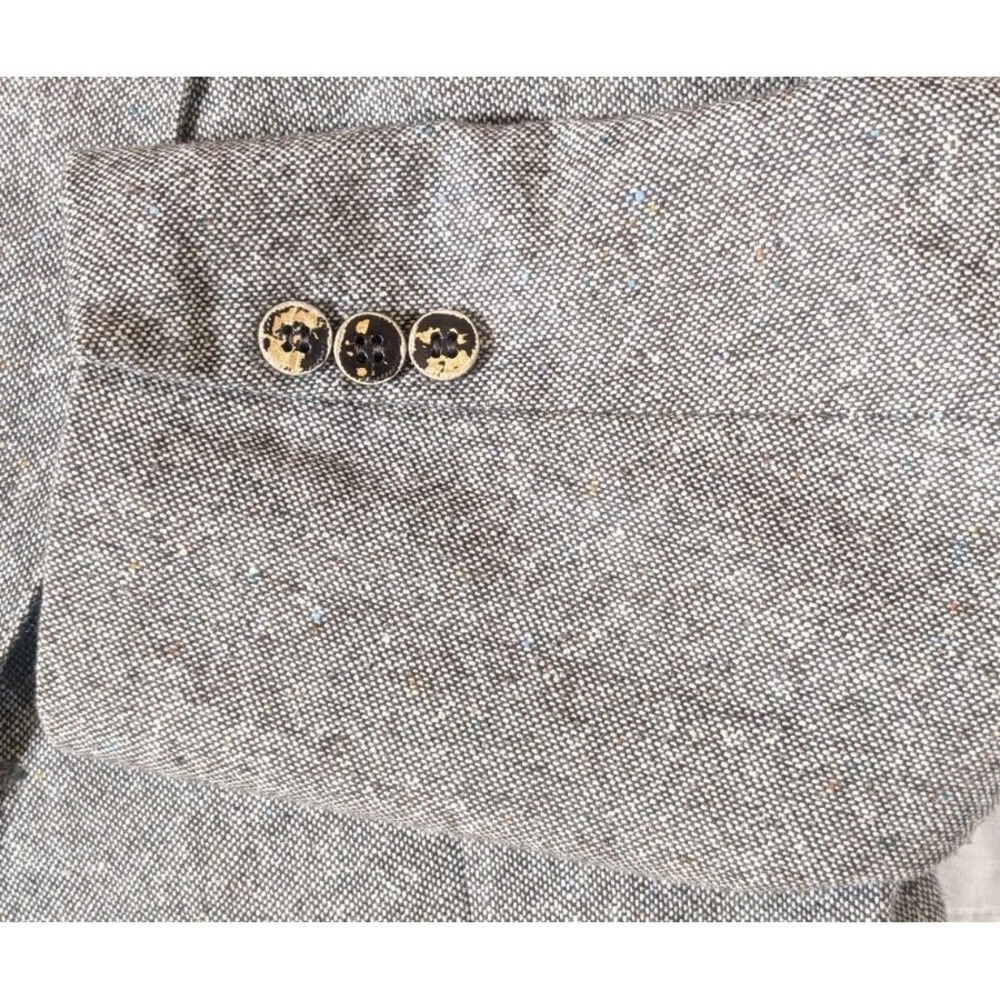 Vintage 1970s Taupe Wool Donegal Fleck Tweed Blazer Reversible Vest Union 38S - Picture 15 of 16
